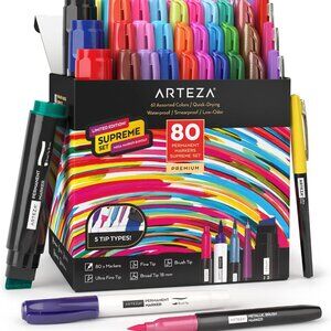 Arteza Premium Paint Pens 80 Permanent Markers Supreme Set ~ Sealed